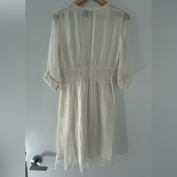 Cream-white gauzy knee length dress - Picture 4 of 5